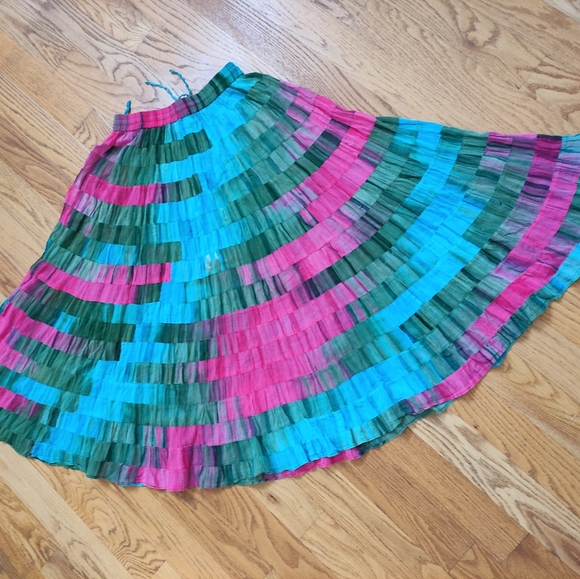Tiered patchwork tiered maxi skirt M - Picture 5 of 6